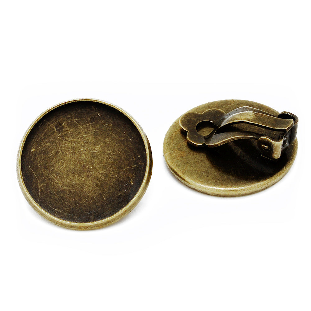 20mm Round Antique Bronze Metal Blank Earring Clip Base,Earring Clip Blanks Setting,Cabochon base earring clip,sold 50pcs/lot