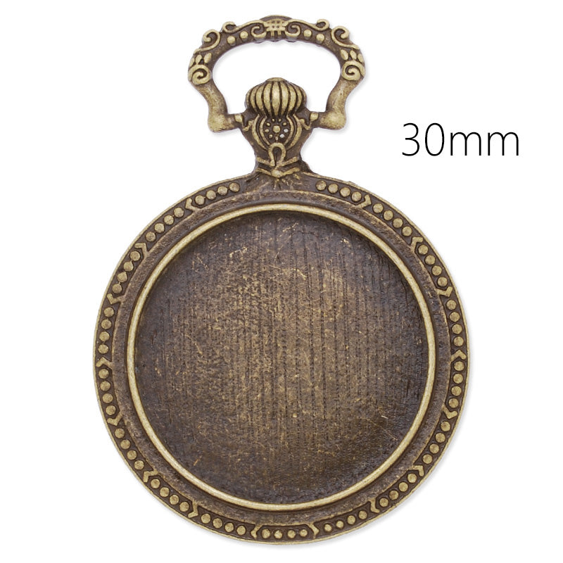 Pocket watch pendant trays with 30mm Round bezel,zinc alloy filled,shine Bronze plated,20pcs/lot