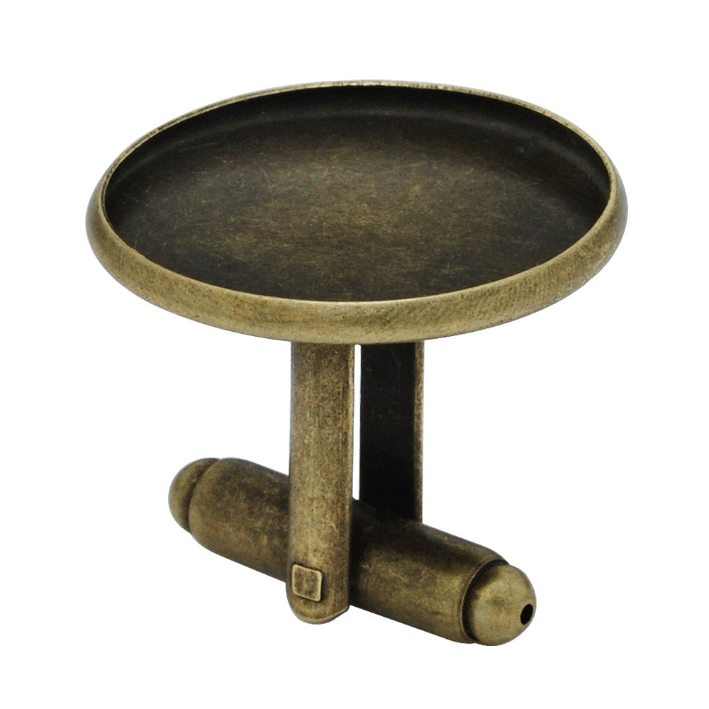 20mm Round Bezel Cufflink Blank Base,Antique Bronze Cufflink Setting,Metal Brass,20pcs/lot