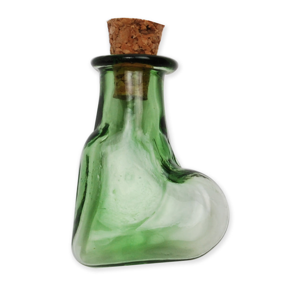 20 * 25mm Slanting Heart shaped Green wishing bottle,small glass bottles with cork,glass jar,tiny corked bottle,empty glass bottles,10pcs/lots