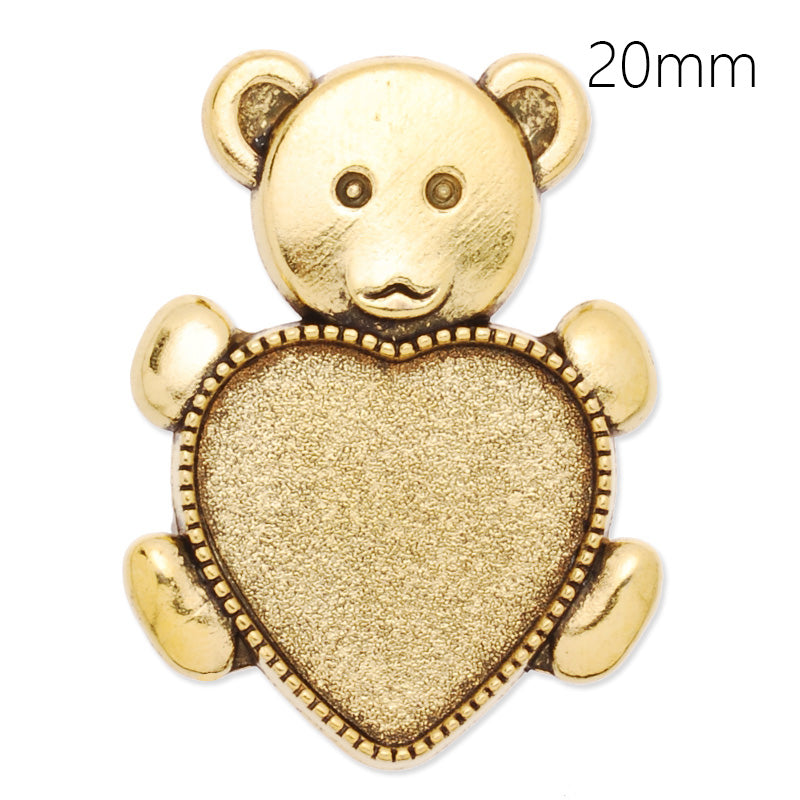20mm anqitue gold plated brooch blank,brooch bezel,bear shape,zinc alloy,lead and nickle free,sold by 10pcs/lot