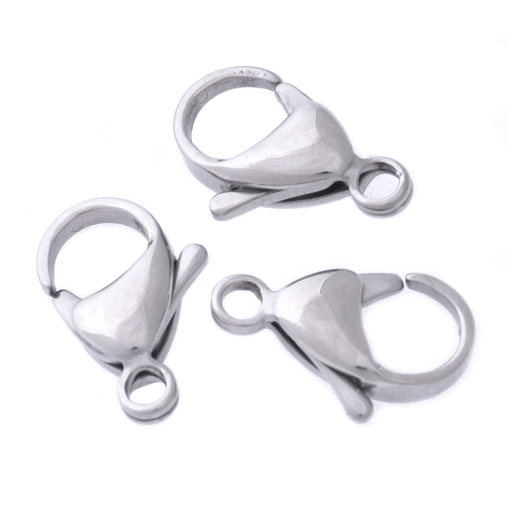 15mm Silver Tone Stainless Steel Lobster Clasp Claw  Charm Connector Jewelry Findings Charm Bracelet Making 20pcs