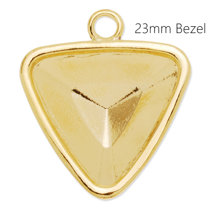 23mm Triangle Swarovski pendant Setting,18K Gold Pendant Bezel Blank For Swarovski 4727,sold 5pcs/lot