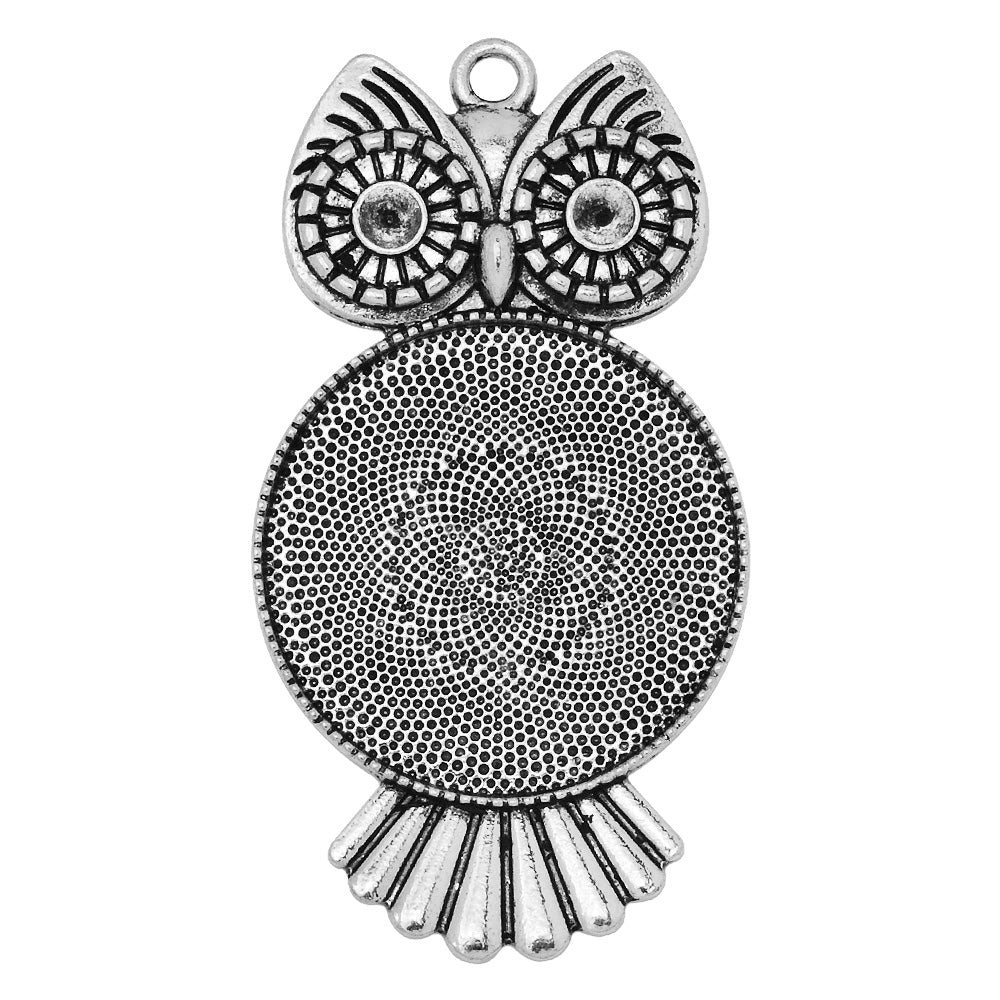 Owl pendant tray with 30mm Round Bezel,zinc alloy filled,antique Silver plated,20pcs/lot