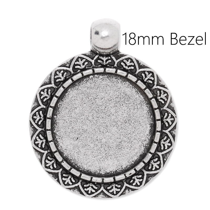 18mm Round cameo setting,zinc alloy filled ,antique Silver plated,20pcs/lot