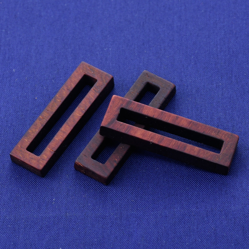 1 small Rectangular frame strip 32.8x9.6x5mm wooden pendant Resin Setting Blanks handmade wood resin jewelry