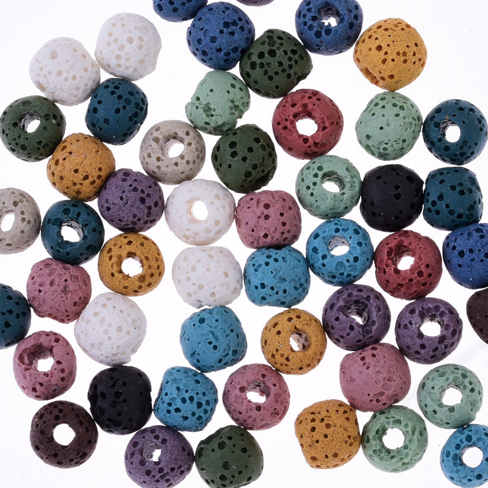 Electroplated Lava Beads 6 8 10mm Volcanic Rock Beads Round Bead
