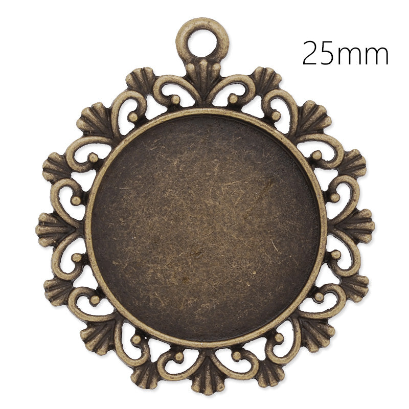 25MM(1inch)Antique Bronze Round Pendant blanks,Zinc alloy filled,20pcs/lot