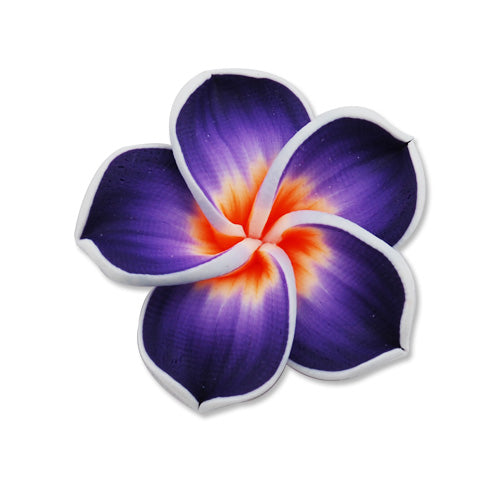 30MM HandMade And Flat Back Polymer Clay Flower Beads,Purple,Side Drilled Hole Size 2.5MM,Lead Free,Sold 50 PCS Per Package