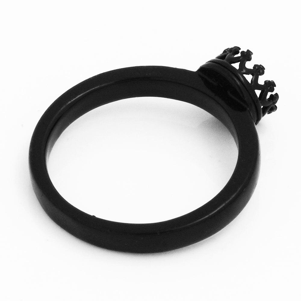 6mm Crown Cup Ring Blank Bases,Black Ring Bezel for Cabochon,Rings Setting,Zinc Alloy,sold 5pcs/lot