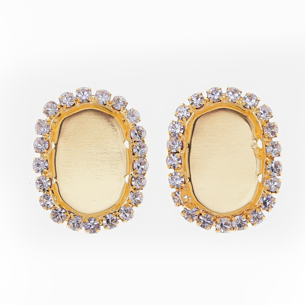 D Claw sew-on Rhinestone Crystal Pendant Blank costume jewellery fit 10*14mm Oval Shape gold 20pcs 10179104