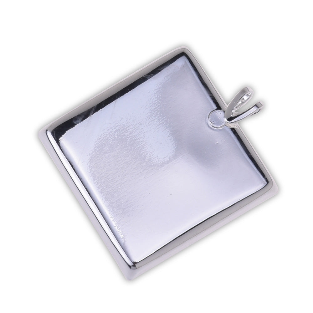 10 pieces Silver Square Pendant Tray, Cabochon Bezel Setting,Cabochon Tray 1 inch 25mm Square Pendant Blanks Diy Photo Jewelry Making