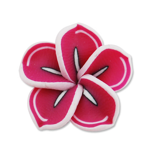 20MM HandMade And Flat Back Polymer Clay Flower,Fuchsia,Side Drilled Hole Size 2.5MM,Lead Free,Sold 100 PCS Per Package