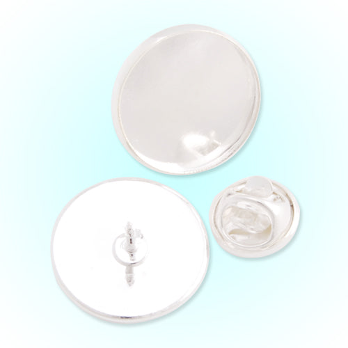 18mm Silver Plated Copper Cameo Brooch back,Tie Tac Clutch with 18mm Round Bezel Cup,sold 20pcs per pkg