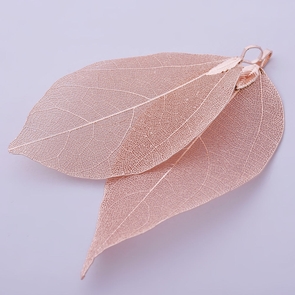2 Rose Gold Real Leaf Jewelry for Necklace  Pendant Findings Supplies Big Leaf  Rose Gold   Pendant