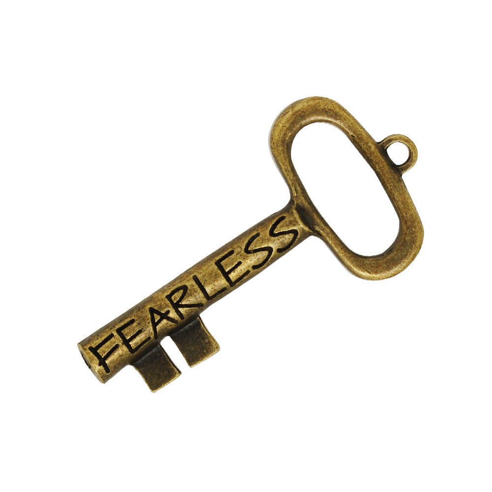 55*25mm Skeleton Keys,Vintage Keys Jewelry Pendant,'FEARLESS',Antique Bronze Charm Necklace Jewelry,sold 10pcs/lot