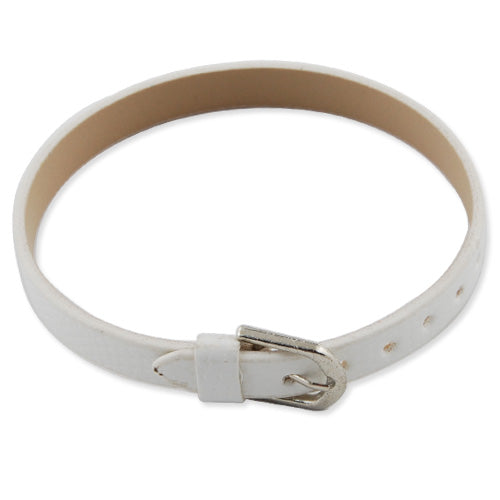 22*8mm White PU  Leather Band For Slide Charms Bracelets ,Name Bracelets,Sold 50 PCS Per Package