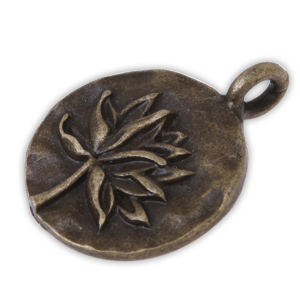20 Round Metal Flower Charm Lotus pendant Vintage Charms Yoga Charms Antique Bronze 16mm