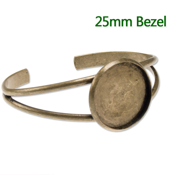 Bracelet Setting With 25MM Flat Round Pad,Cuff,Adjustable,Antique Bronze  Plated,Lead Free And Nickel Free,Sold 10PCS Per Lot