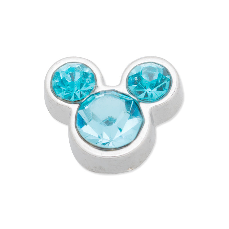 8x6mm Floating charm birthstone - Mickey Mouse ears for memory living locket,acid blue 10 PCS
