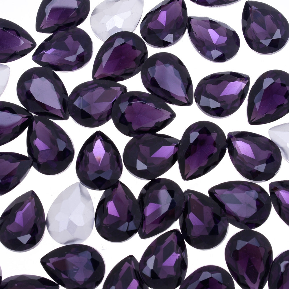 13x18mm Teardrop crystal Pointed Back Rhinestones Glass Crystal dress jewellery making shoes purple 50pcs 10184255