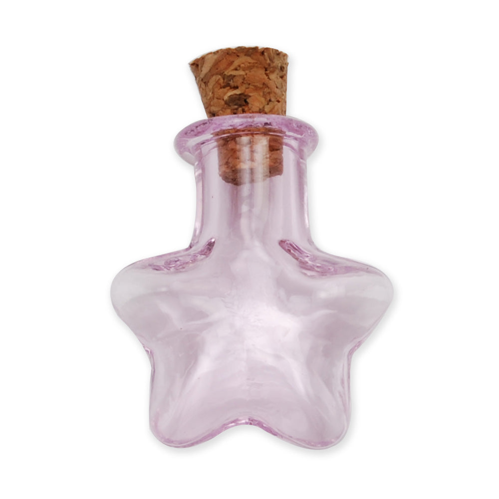 20 * 21mm Pentacle shaped Pink wishing bottle,small glass bottles with cork,glass jar,tiny corked bottle,empty glass bottles,10pcs/lots