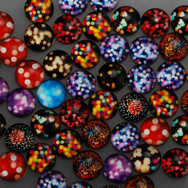 12mm Round glass cabochons,colorful Pattern glass cabochon,flat back,thickness 4.5mm,50 pieces/lot
