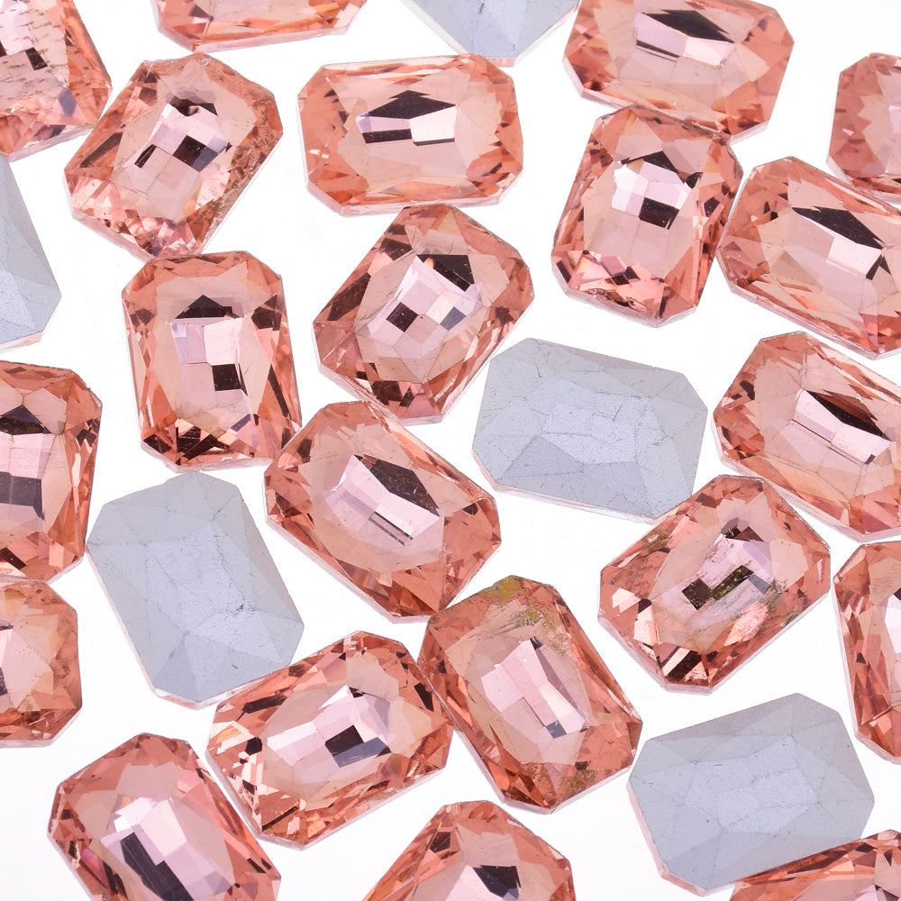 10x14mm Rectangle Pointed Back Rhinestones glass crystals beads wedding diy jewelry pink 50pcs 10183354