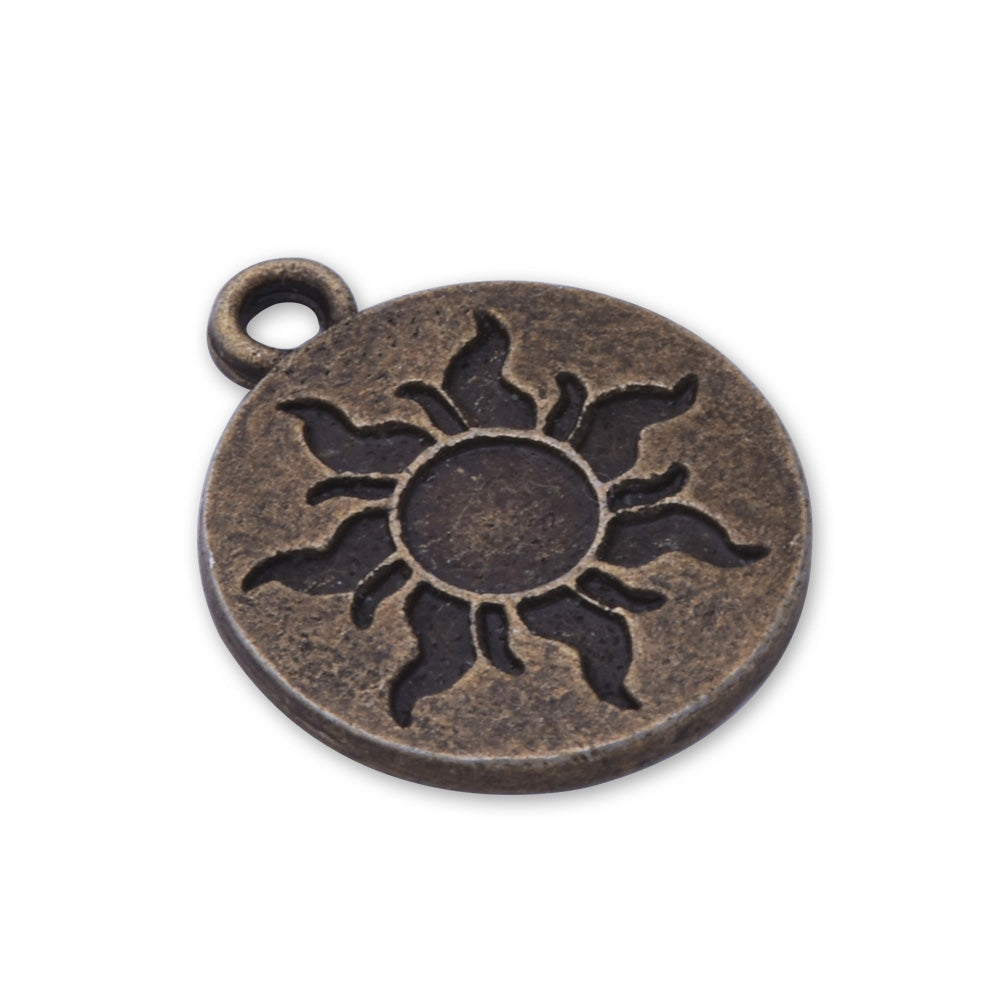 20 Antique  Bronze 16mm Round Sun Charm  Pendants Small Pendant Of The Sun Jewelry Making Findings Simple Gift