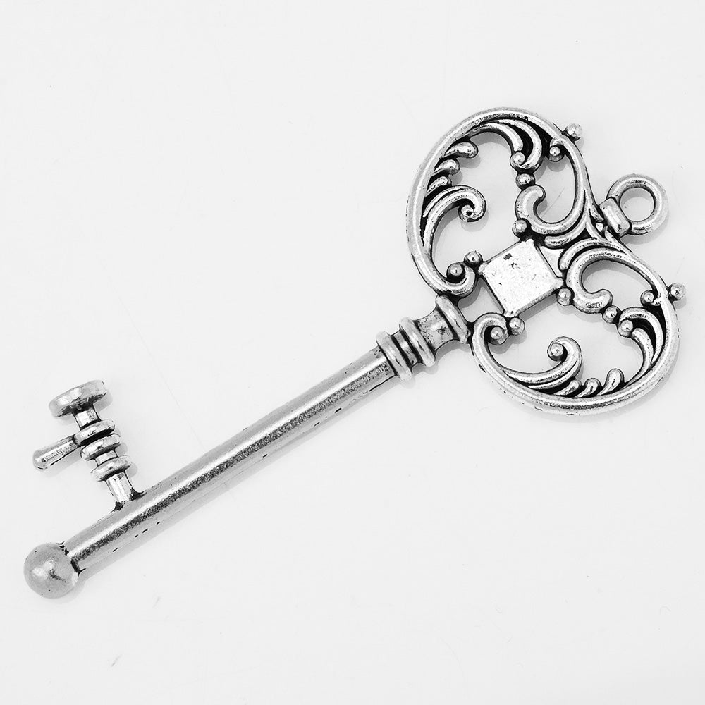 10 Antique silver color Vintage Skeleton Key wholesale key Steampunk Key Charms 29*66mm