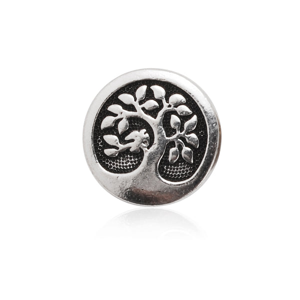 16mm Vintage Antique Silver Round Tree of Life Button,Alloy Tree of Life pattern,Bird in a tree button,Metal Button,20pcs/lot