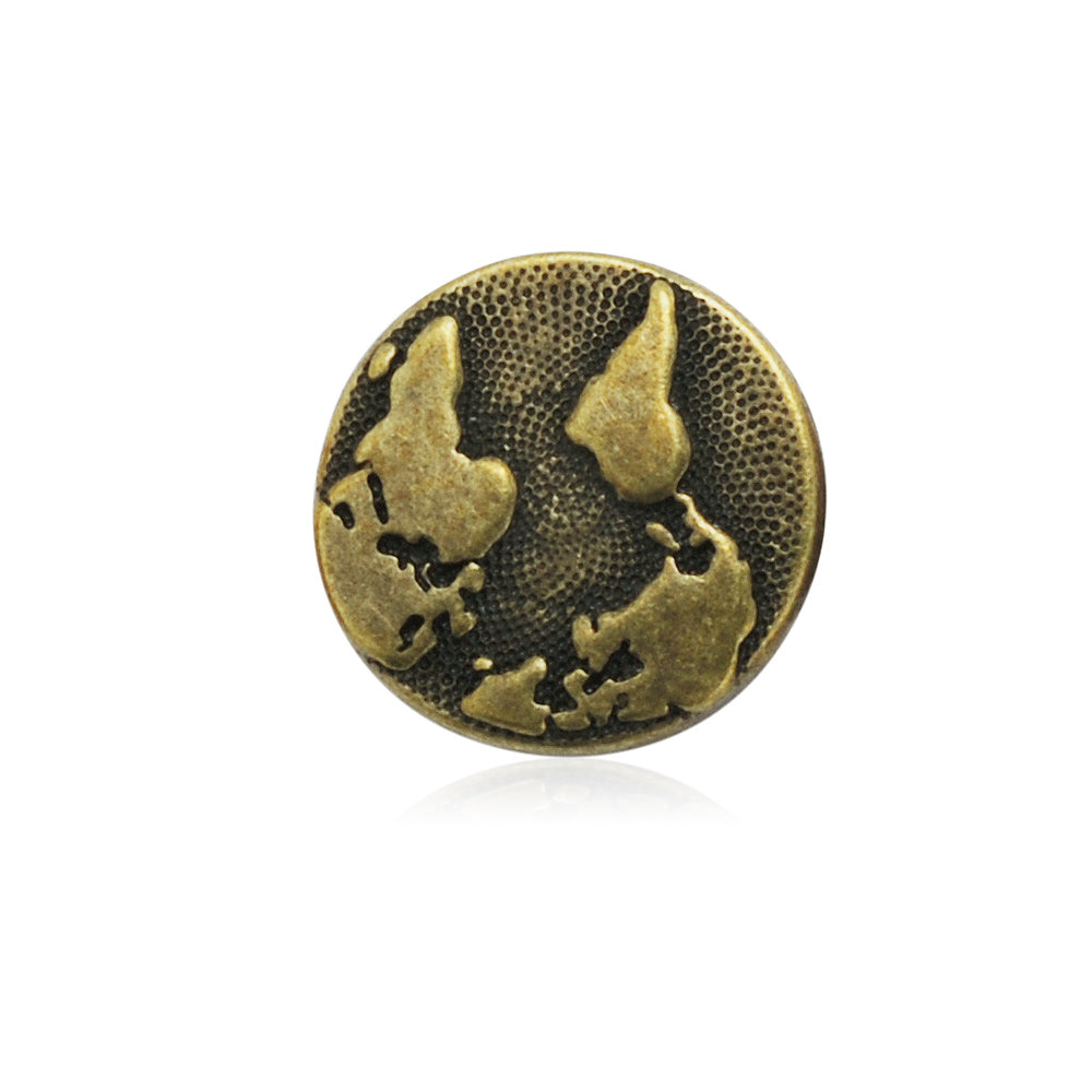 16mm Vintage Antique Bronze Round Earth button,Earth Pattern,Jewelry Findings,Zinc Alloy Filled,20pcs/lot