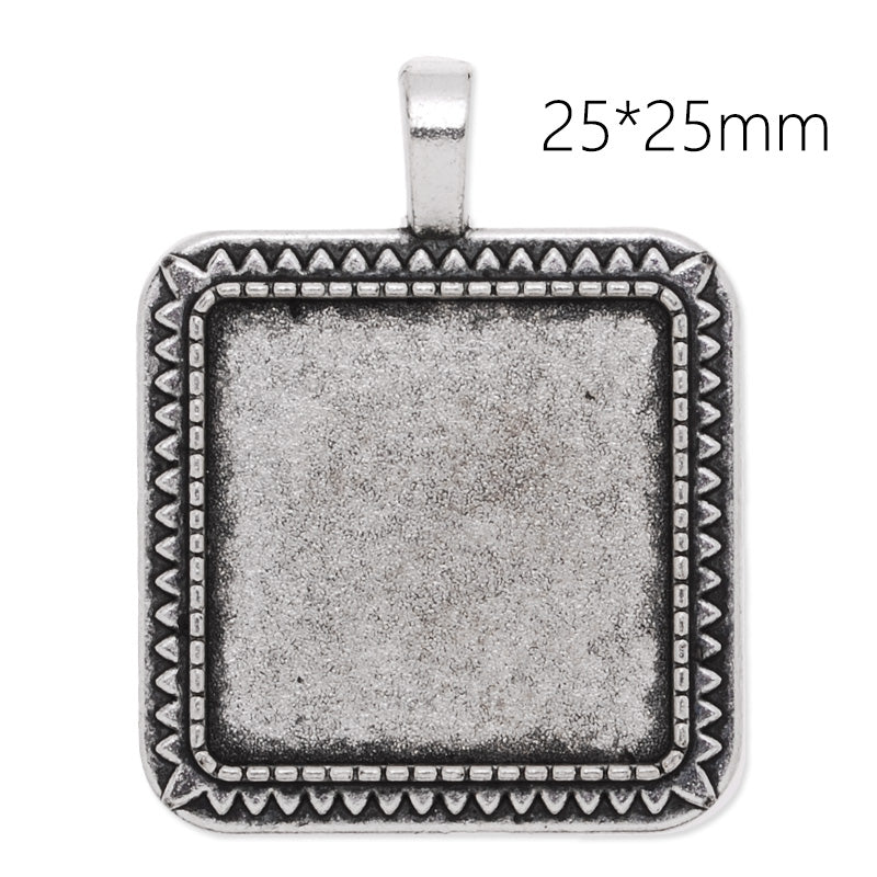 25mm Square Pendant tray,zinc alloy filled ,antique silver plated,20pcs/lot