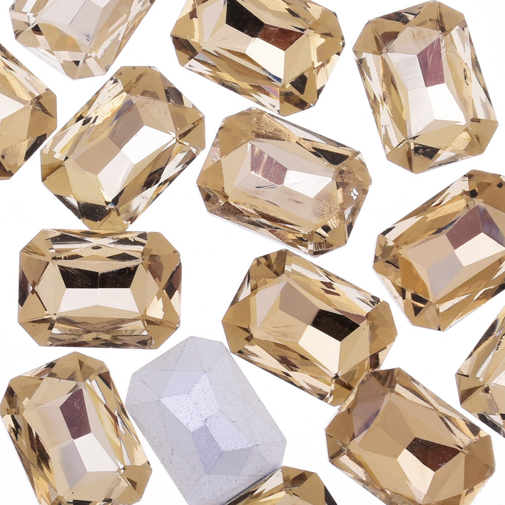 18x25mm Rectangle Pointed Back Rhinestones glass crystals beads wedding diy jewelry brown 50pcs 10183551