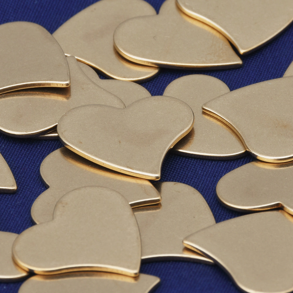 20pcs about 1"  tibetara® Brass Heart shape Stamping Blanks Fantastic Shine 18 Gauges DIY Stamping Blanks Jewelry