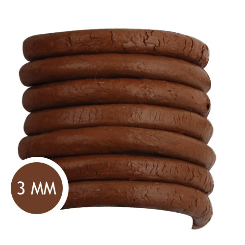 3.0mm Thickness Light Coffee Round Leather Cord,Sold 50M/Roll