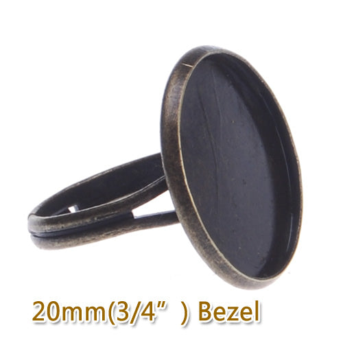 20mm Round Adjustable Shallow bottom Antique Bronze plated Ring Base Setting Pendants With 20 MM round Pad,fit 20mm round glass cabochon,Sold 50PCS Per Package