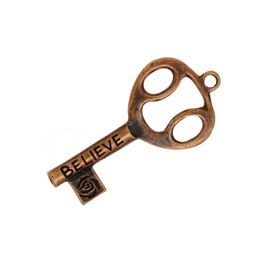 50*25mm Skeleton Keys,Vintage Keys Jewelry Pendant,'Believe',Antique Copper Charm Necklace Jewelry,sold 10pcs/lot