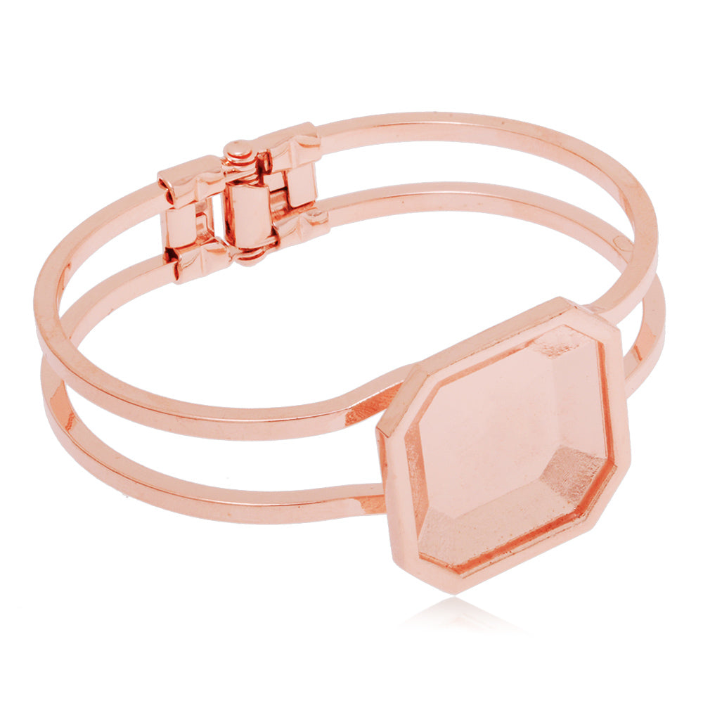 23mm (in size) New arrived Copper openable Bracelet Setting With Octagonal square blank Bezels fits Swarovski 4675,Cuff,Zinc Alloy filled,5pieces/lot