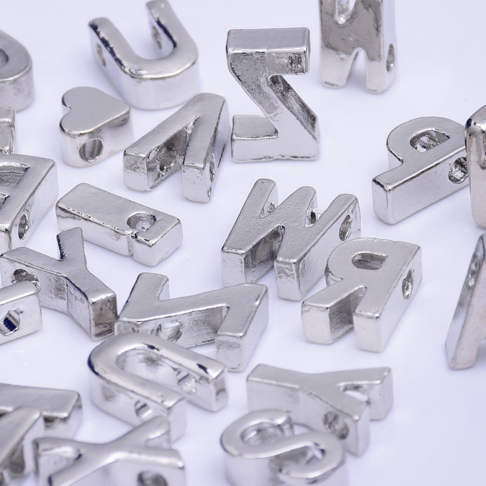 Nickel Alloy Letter Pendant Charm Capital letter Metal letter Finding Letter Initial Pendants for Personalize Necklaces " U " 10*6.5*3.5mm 10pcs