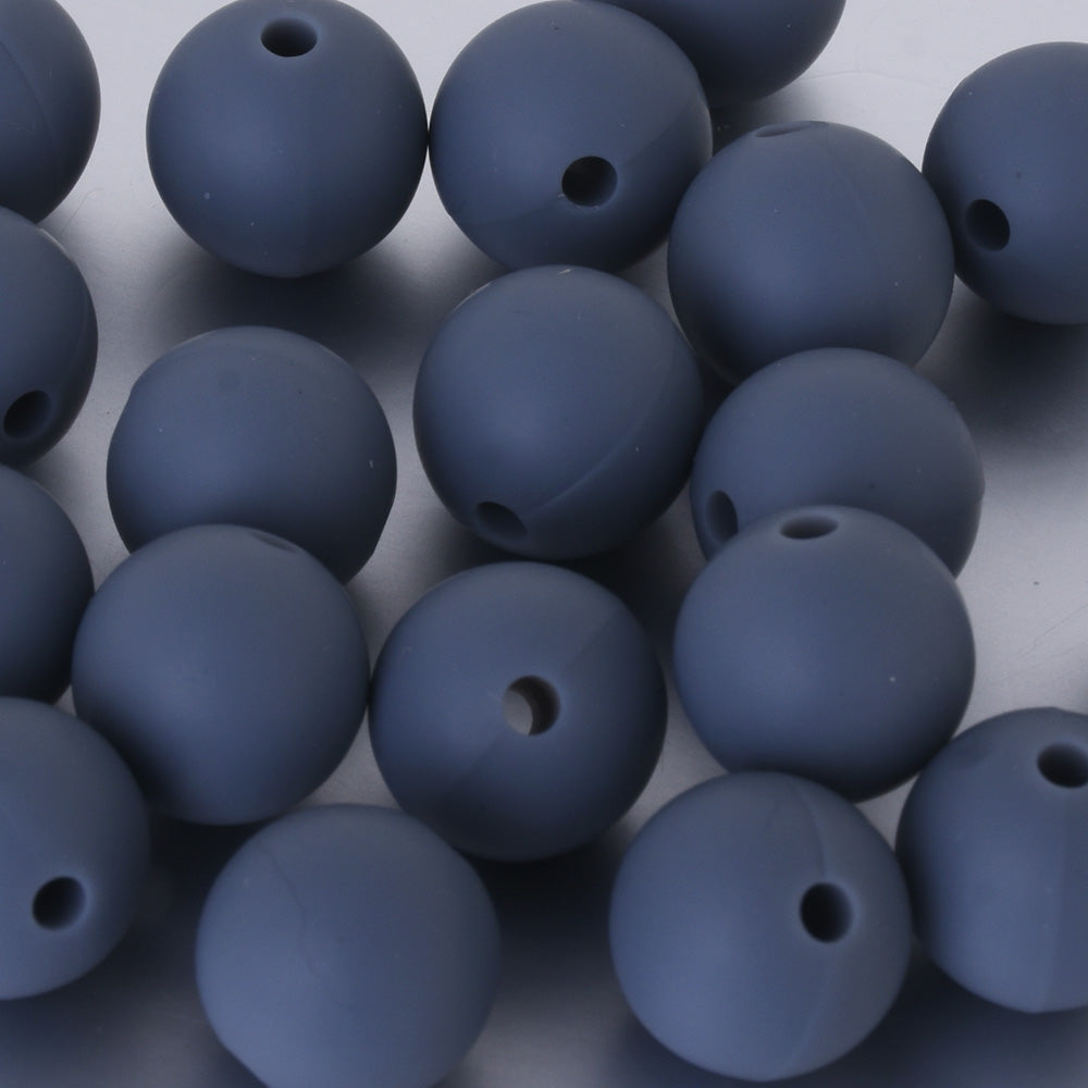 10mm Bulk Round Silicone Beads Food grade silicone sensory beads Baby Shower Gift Silicone Loose Beads gray 20pcs