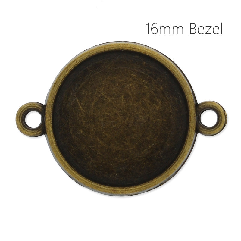 16mm Round Antique Bronze Plated double side bezels for bracelet,bracelet blanks,cuff bracelet blank, 50pieces/lot
