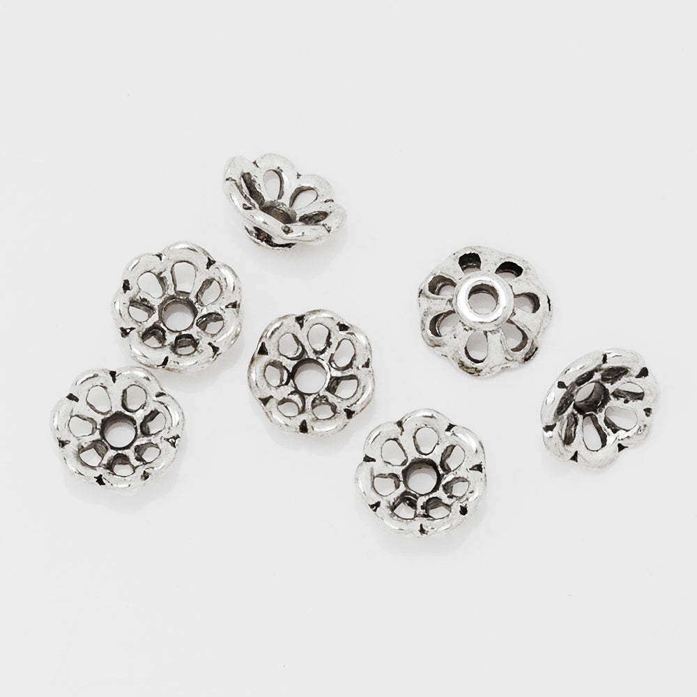 8mm Antique Silver Jewelry Bulk Caps,Charm Beads Cap,Metal Caps,sold 100pcs/lot