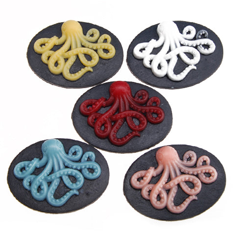 2014 New  29*39MM Oval “Octopus” Resin Flatback Cabochons,Mixed Colors;sold 20pcs per pkg