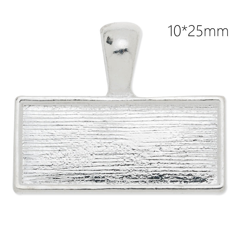 10x25mm silver plated lateral rectangle cabochon base setting pendant,pendant bezel, 20 pieces/lot
