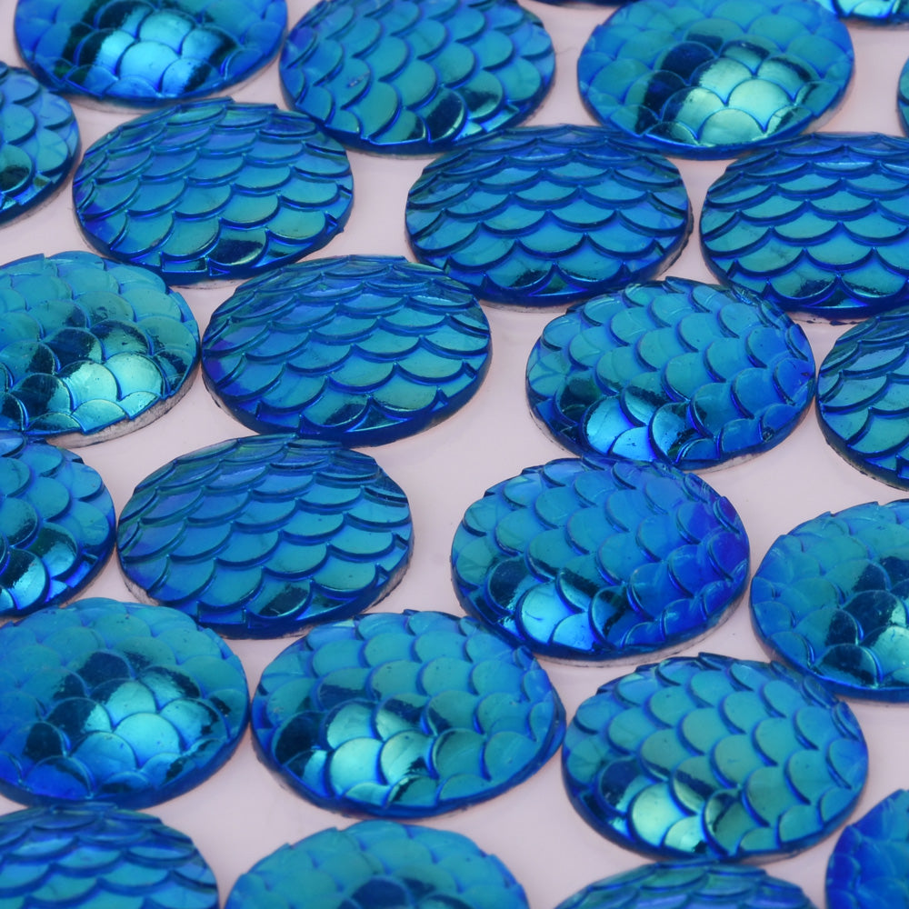 50 Round Cameo Cabochon 16mm Mermaid Scale Jewelry Resin Cabochon Dragon Fish scale Cabochons Thickness 3mm
