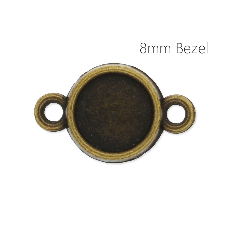 8mm Round Antique Bronze Plated double side bezels for bracelet,bracelet blanks,cuff bracelet blank, 50pieces/lot