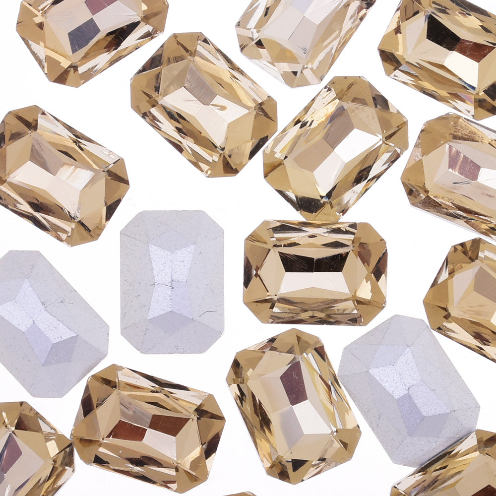 13x18mm Rectangle Pointed Back Rhinestones glass crystals beads wedding diy jewelry brown 50pcs 10183451