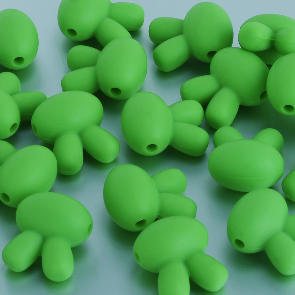 15*18.2*10.5mm Silicone Small Bunny Rabbit Teether Beads For DIY Baby Teething Necklace Food grade silicone sensory beads dark green 10pcs