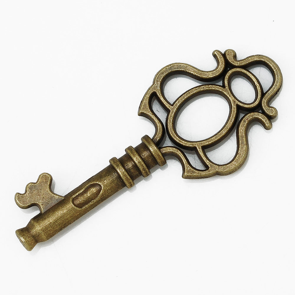 10 Antique bronze color Vintage Skeleton Key wholesale key Steampunk Key Charms 19*46mm